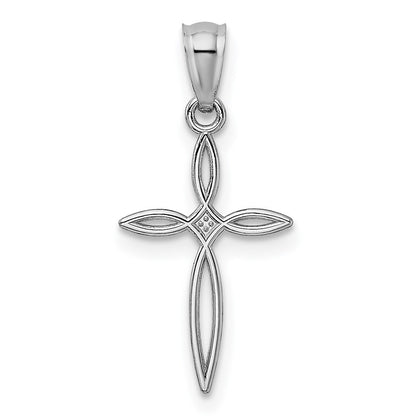 14k White Gold Passion Cross Charm Pendant for Women