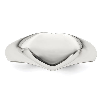 Sterling Silver Heart Signet Ring Size 6