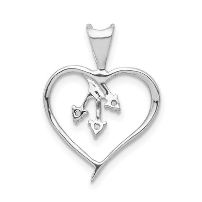 14k White Gold Diamond Heart Pendant for Women