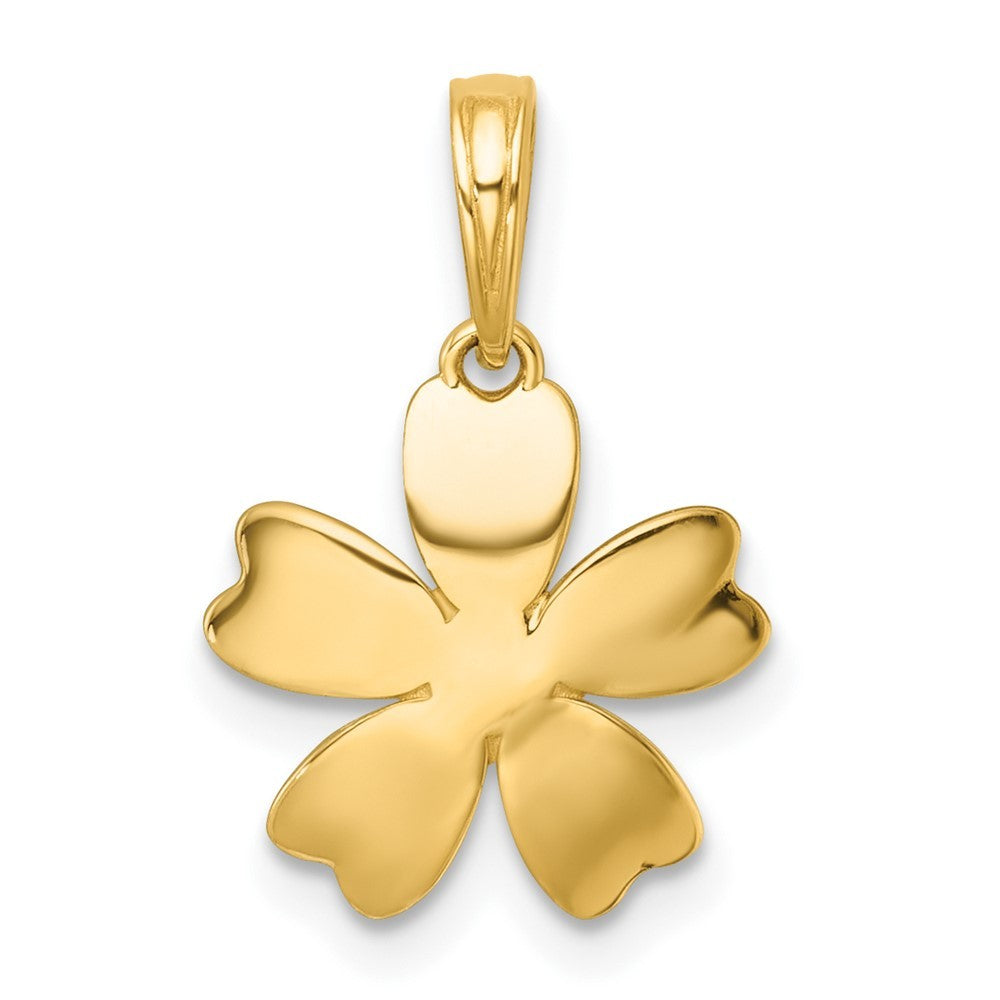 14k Yellow Gold with White Rhodium Polished Blooming Flower Charm