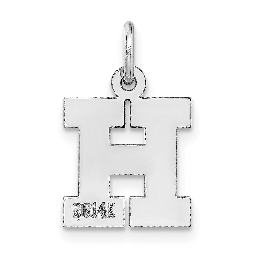 14k White Gold Small Block Letter H Initial Charm Pendant for Women