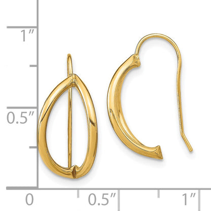 14k Yellow Gold Half Circle Wire French Wire Stud Earrings Gift for Women