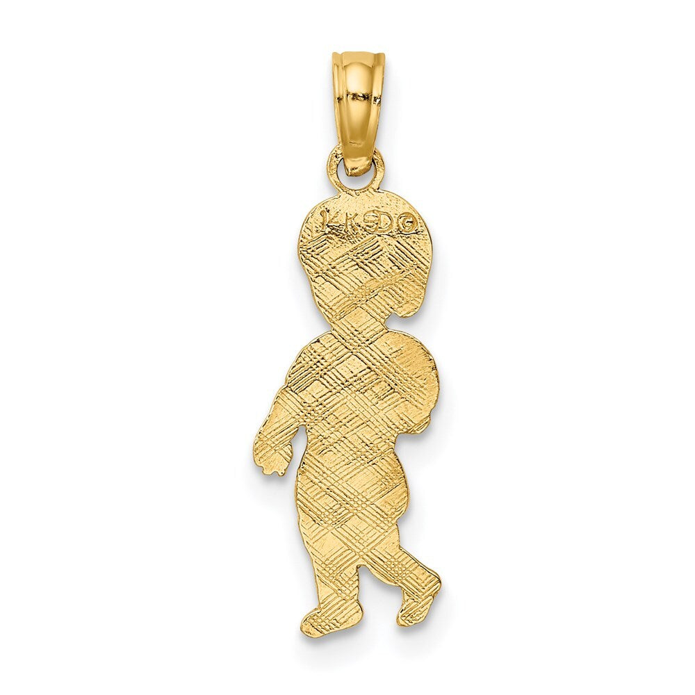 14k Yellow Gold Little Boy Walking Charm Pendant for Women