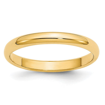 14k Yellow Gold 2.5mm Lightweight Half Round Wedding Band Ring Size 10