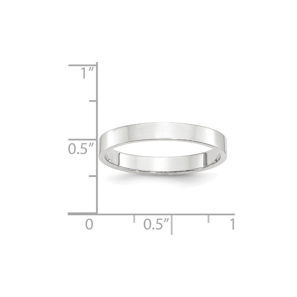 14k White Gold 3mm Lightweight Flat Wedding Band Size 5