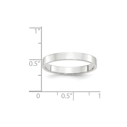 14k White Gold 3mm Lightweight Flat Wedding Band Size 5