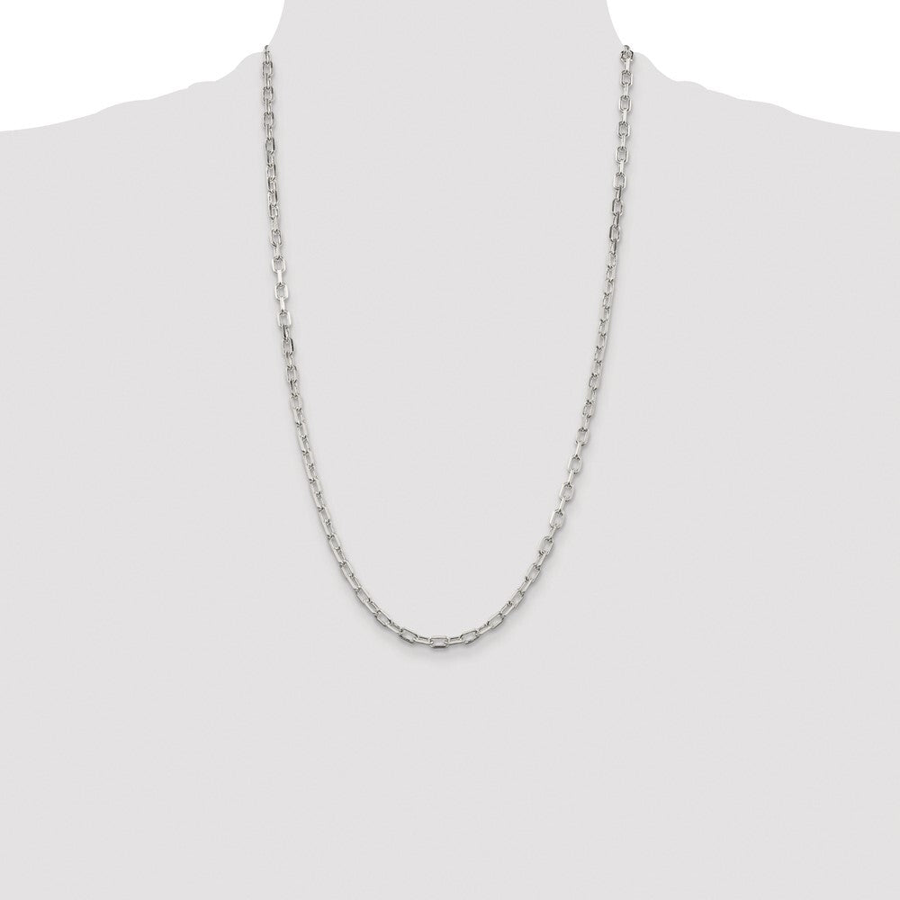 Sterling Silver Rhodium-plated 4.5mm Diamond-cut Long Link Cable Chain