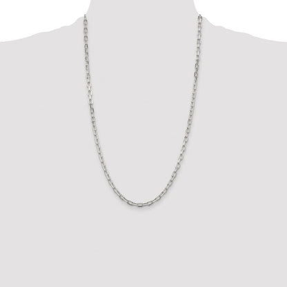 Sterling Silver Rhodium-plated 4.5mm Diamond-cut Long Link Cable Chain