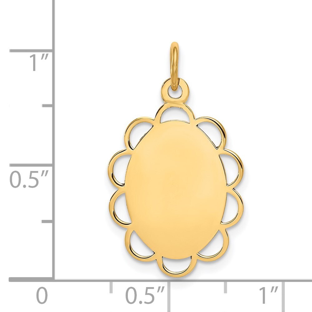 14k Yellow Gold Plain .013 Gauge Engravable Flower Disc Charm Pendant for Women