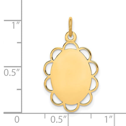 14k Yellow Gold Plain .013 Gauge Engravable Flower Disc Charm Pendant for Women