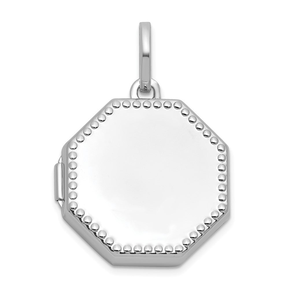 Sterling Silver Polished with Beaded Border 18mm Octagon Shaped Locket