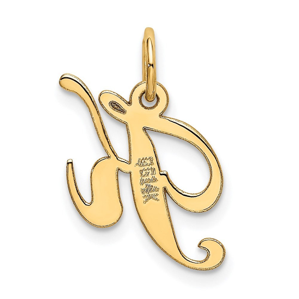 14k Yellow Gold Small Fancy Script Letter K Initial Charm Pendant