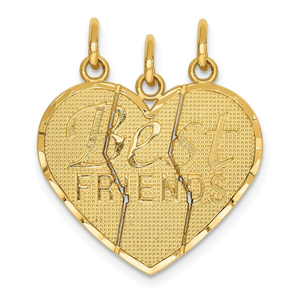 14k Yellow Gold 3 piece Break-apart BEST FRIENDS Charm Set