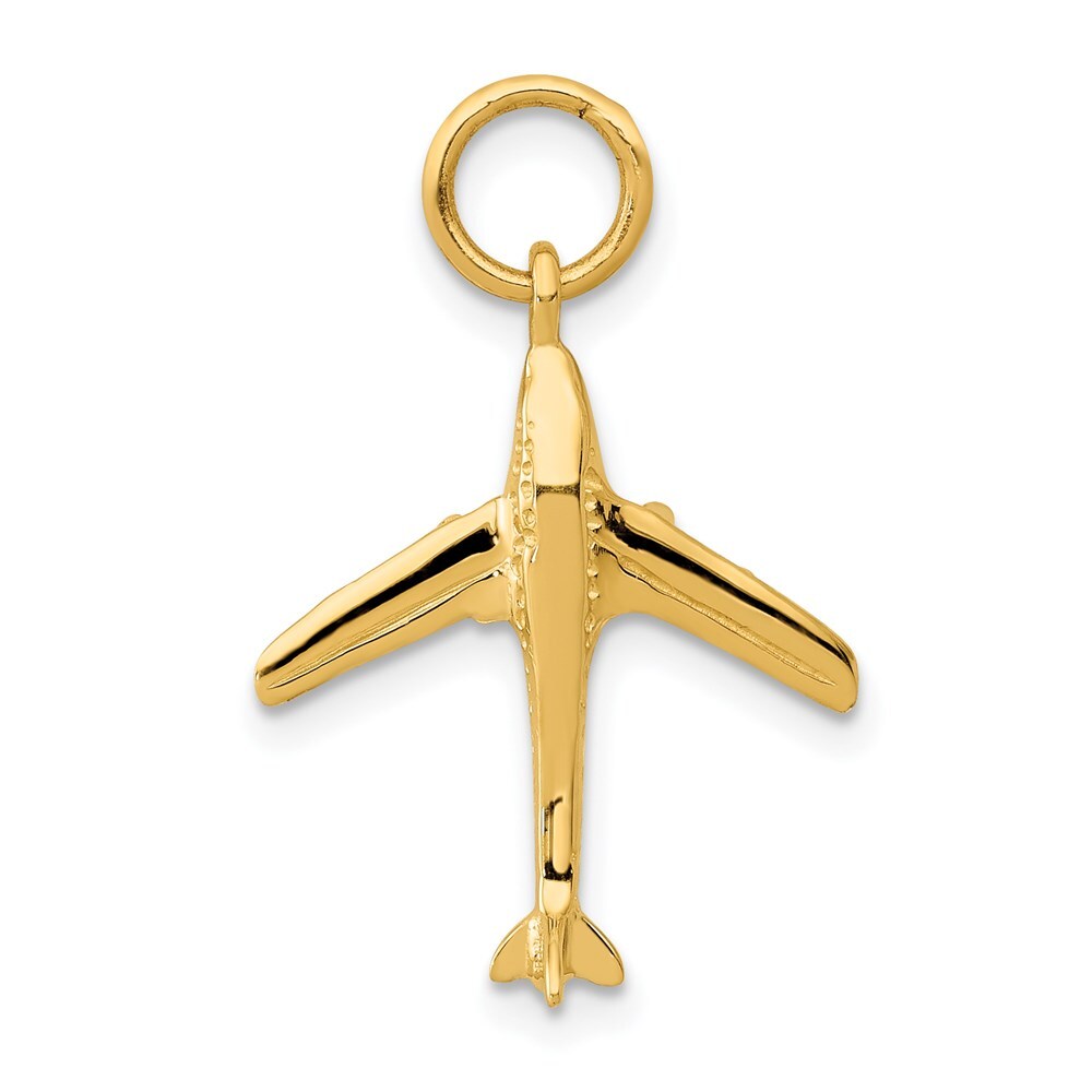 14k Yellow Gold 3D Jet Charm Pendant for Women