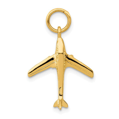 14k Yellow Gold 3D Jet Charm Pendant for Women