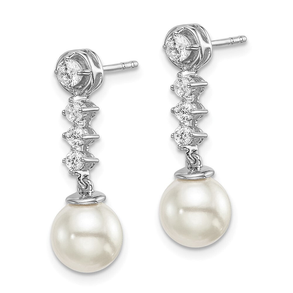 14k White Gold Freshwater Cultured Pearl & Diamond Drop & Dangle Earrings