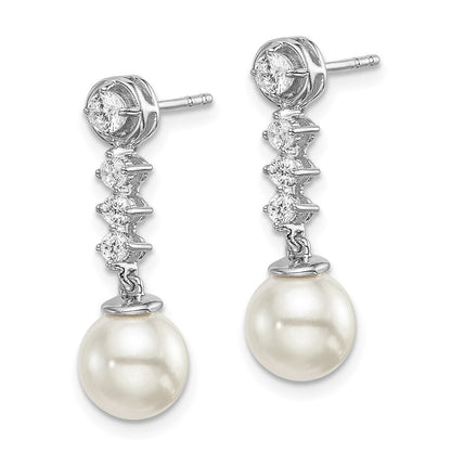 14k White Gold Freshwater Cultured Pearl & Diamond Drop & Dangle Earrings