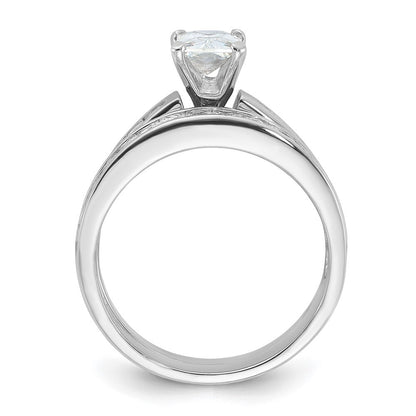 Sterling Silver Rhodium-plated 2-Piece Cubic Zirconia Wedding Set Ring Size 7