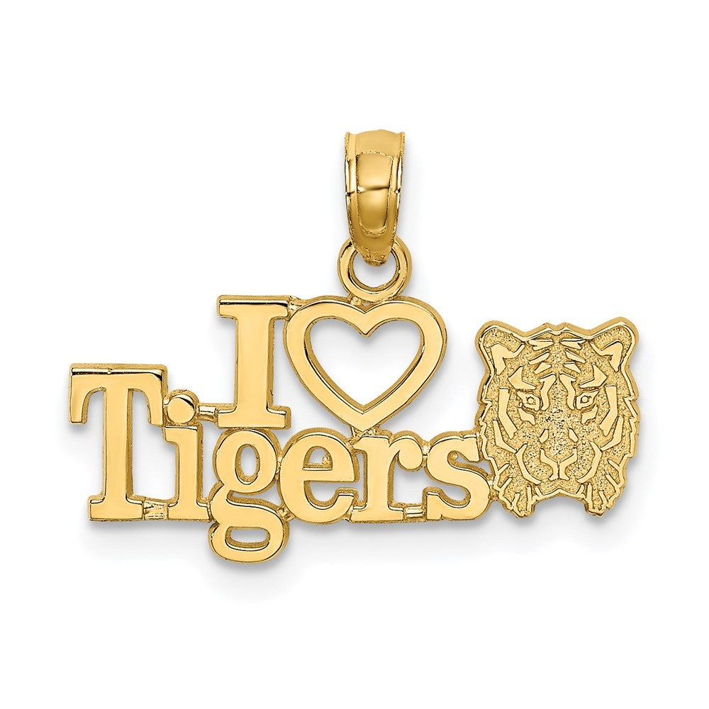 14k Yellow Gold I HEART TIGERS w/ Tiger Head Charm