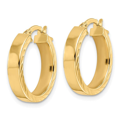 14k Yellow Gold Polished Hoop Earrings Gift for Women