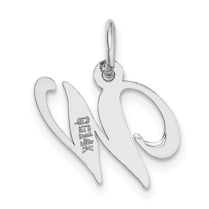 14k White Gold Small Fancy Script Letter W Initial Charm Pendant for Women