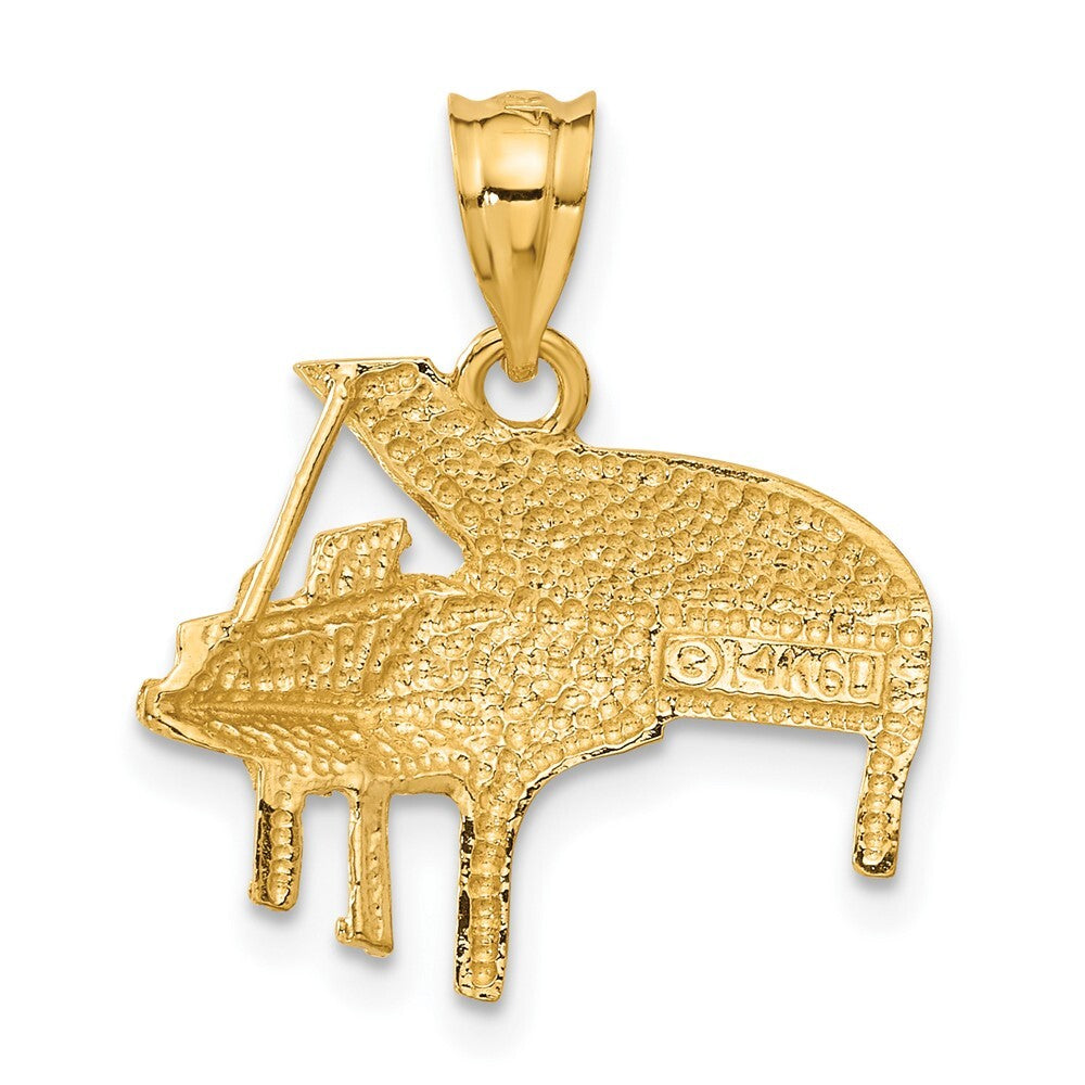 14k Yellow Gold Piano Charm Pendant for Women