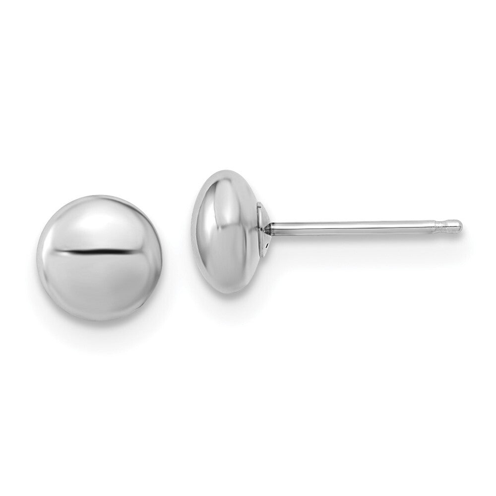 14k White Gold Polished Button Stud Earrings