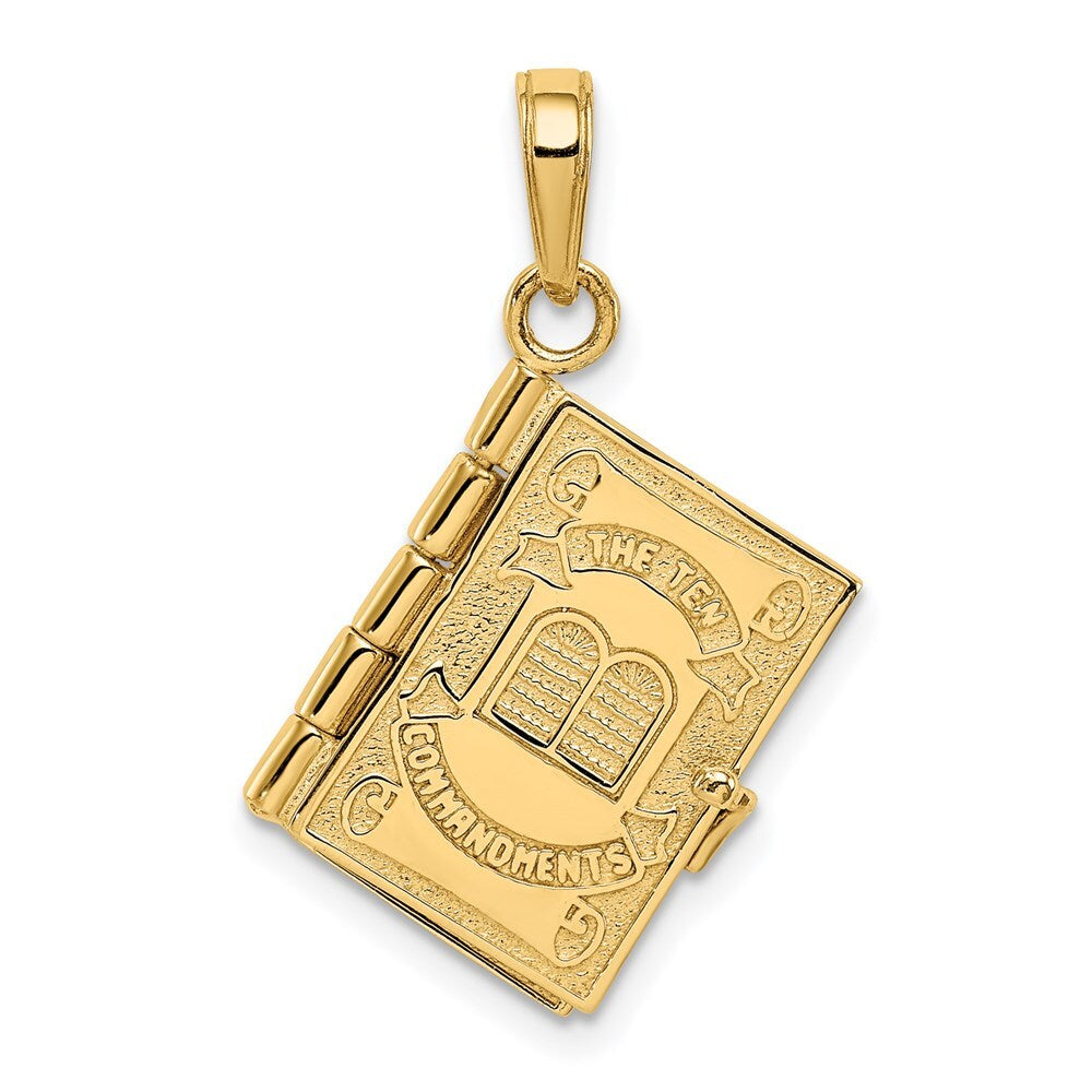 14k Yellow Gold 3D Ten Commandments Bible Pendant for Women
