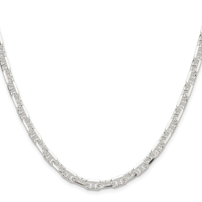Sterling Silver Polished and Diamond-Cut 5.5mm Mariner Link Chain Necklace