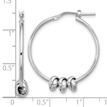 Sterling Silver Rhodium-plated Polished Love Knot Hoop Earrings
