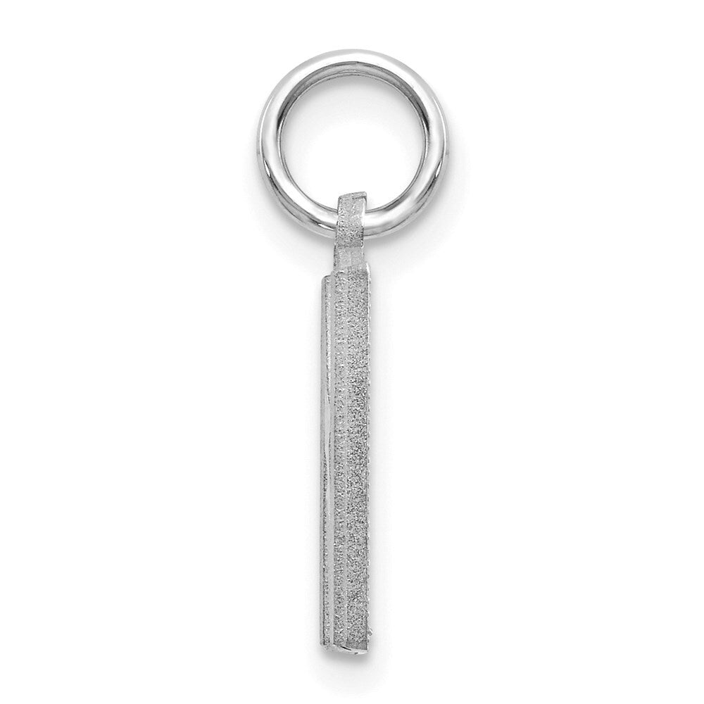 14k White Gold Satin Diamond-cut Letter N Initial Charm Pendant for Women