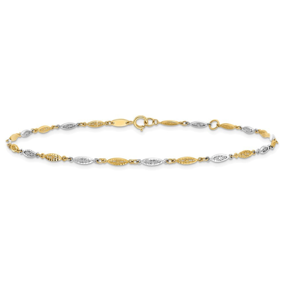 14K Two-tone Diamond-cut Infinity Link 10" Anklet