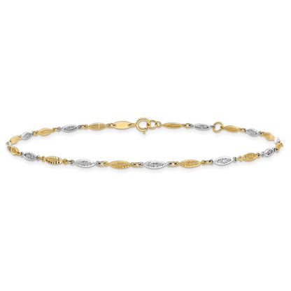 14K Two-tone Diamond-cut Infinity Link 10" Anklet