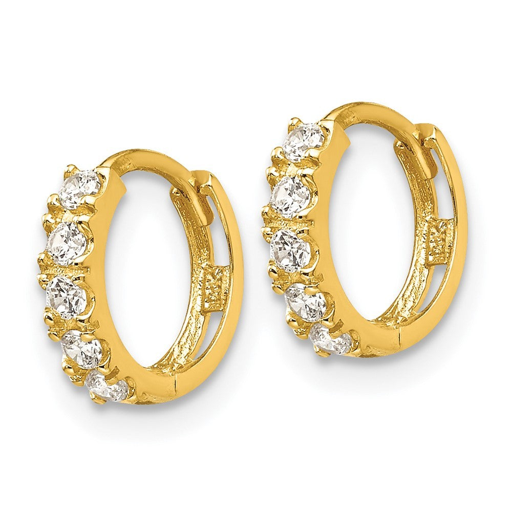 14k Yellow Gold Madi K CZ Children's Hinged Hoop Earrings