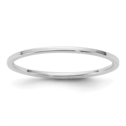 14k White Gold 1mm LTW Flat Band Size 10