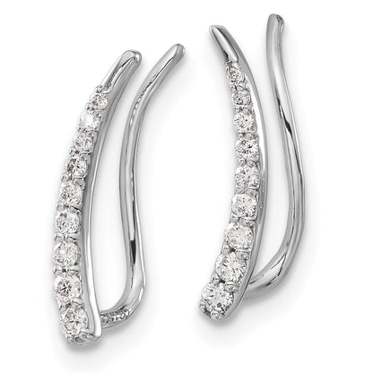 14k White Gold Diamond Ear Climber Stud Earrings Gift for Women