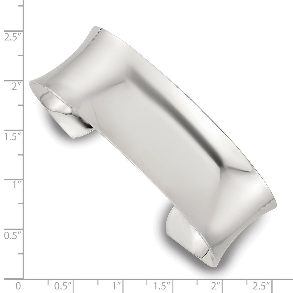 Sterling Silver Polished 20mm Concave Cuff Bangle