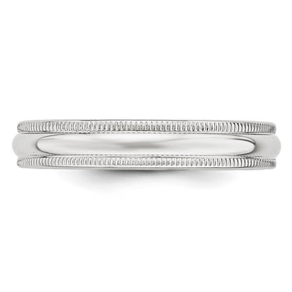 14k White Gold 4mm Milgrain Half Round Wedding Band Ring Size 5.5