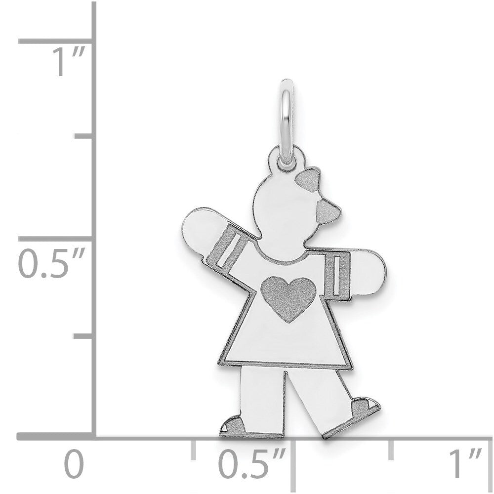14k White Gold Kid Charm Pendant for Women