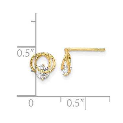 14k Yellow Gold Yellow Gold Polished Cubic Zirconia Circles Stud Earrings