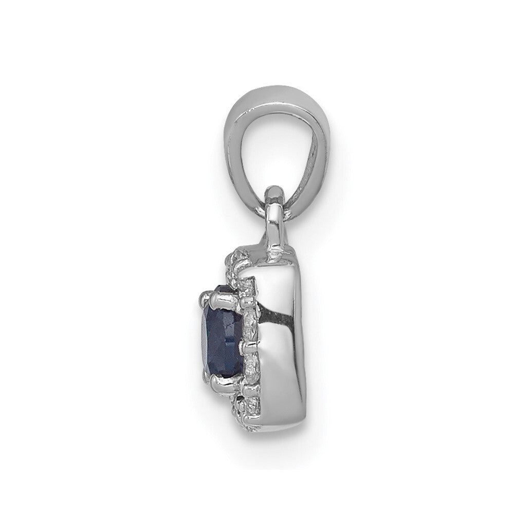 14k White Gold 1/3ct. Blue/White Diamond Square Pendant for Women