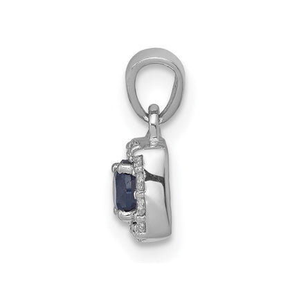14k White Gold 1/3ct. Blue/White Diamond Square Pendant for Women