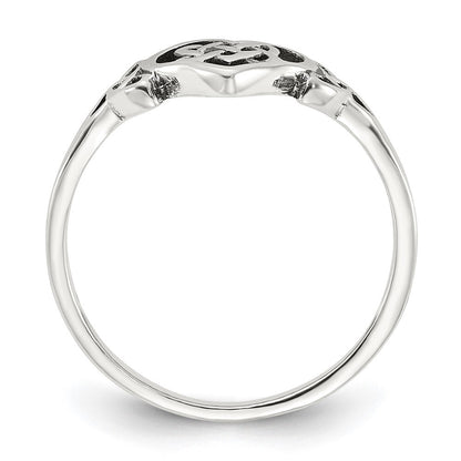 Sterling Silver Antiqued Heart with Celtic Knot Ring Size 7