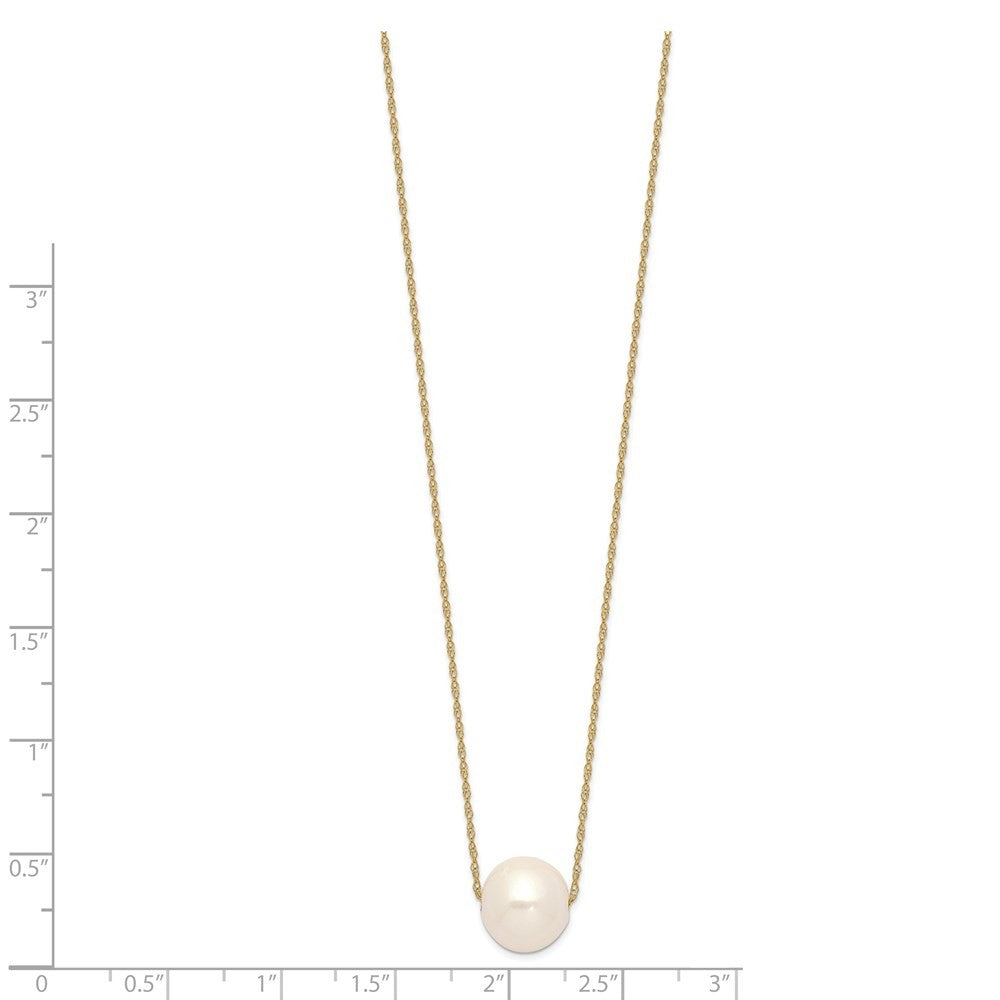 14k Yellow Gold 10-11mm Semi-Round Freshwater Cultured Pearl 17" Cable Necklace