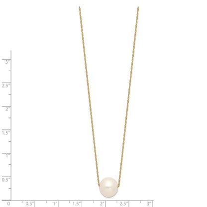 14k Yellow Gold 10-11mm Semi-Round Freshwater Cultured Pearl 17" Cable Necklace