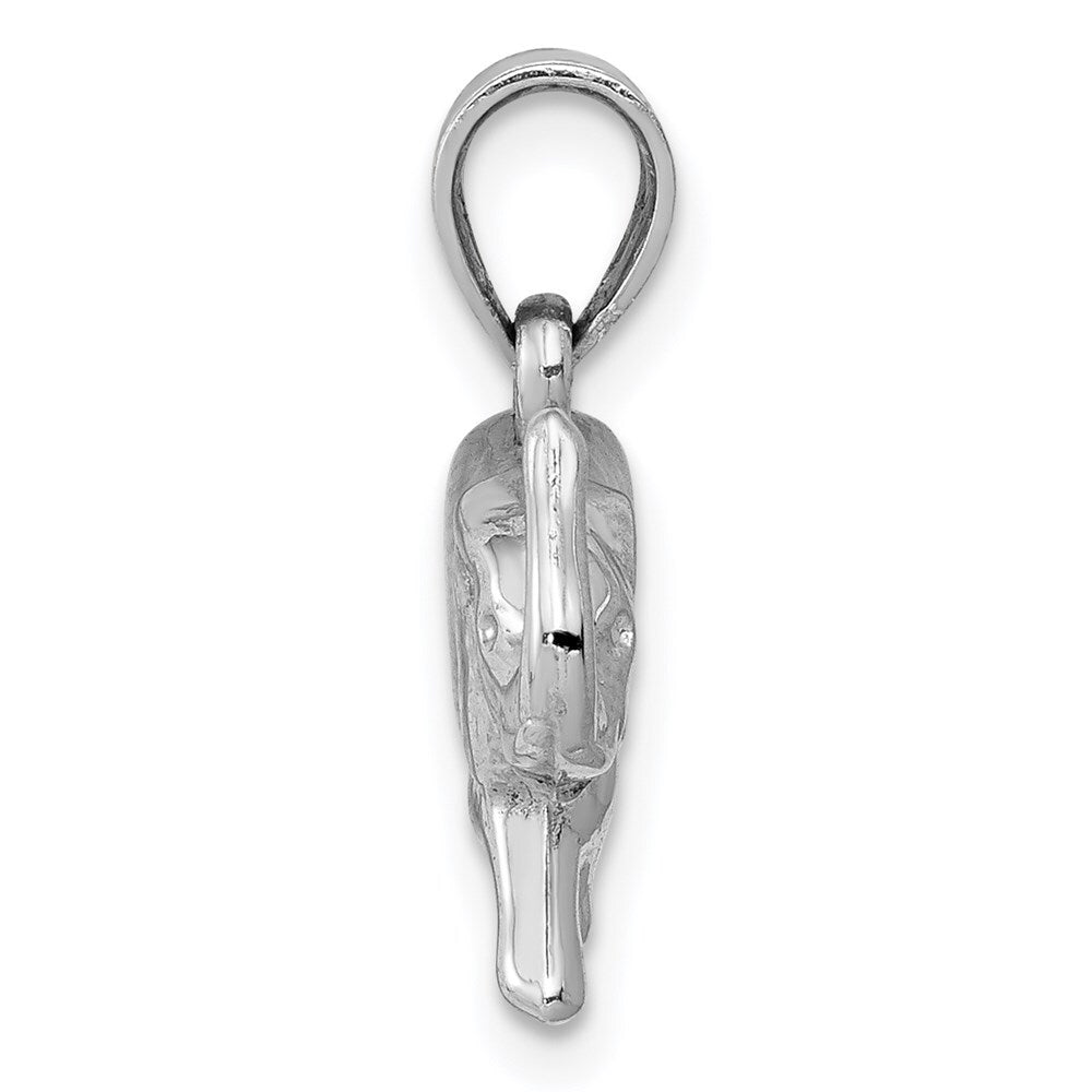 14k White Gold 3D Polished Elephant Pendant for Women