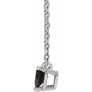 14k White Gold Natural Black Onyx Heart Pendant Necklace 16-18"