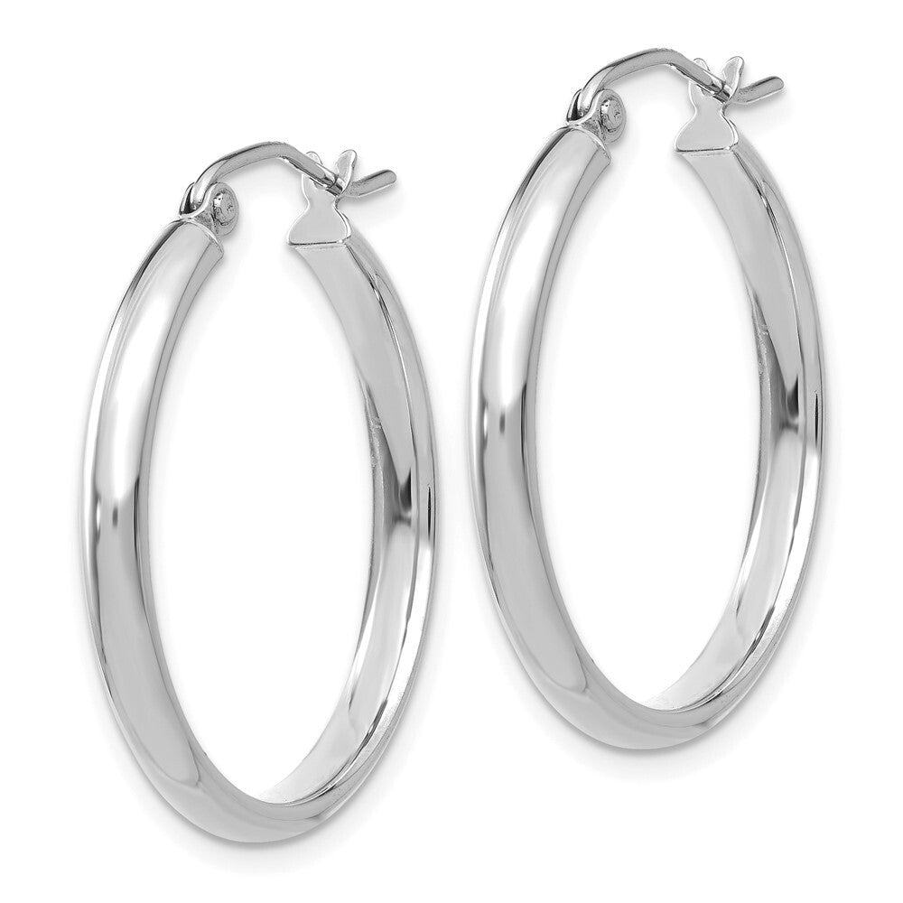 14k White Gold Polished Hoop Earring Gift for Women