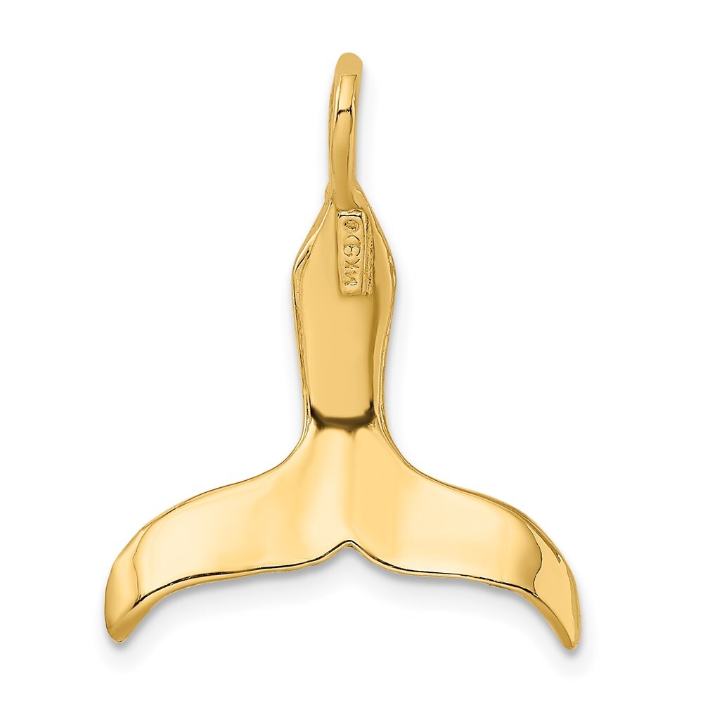 14k Yellow Gold 3-D Polished Whale Tail Charm Pendant for Women