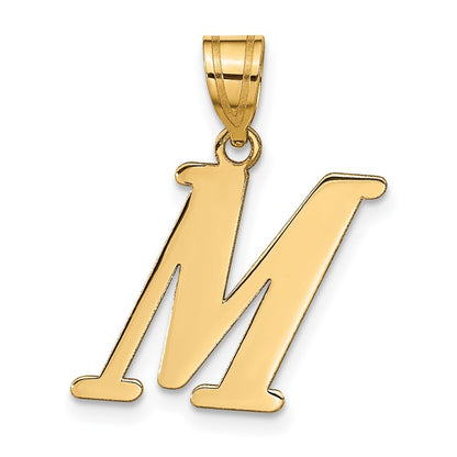 14k Yellow Gold Polished Letter M Initial Pendant for Women